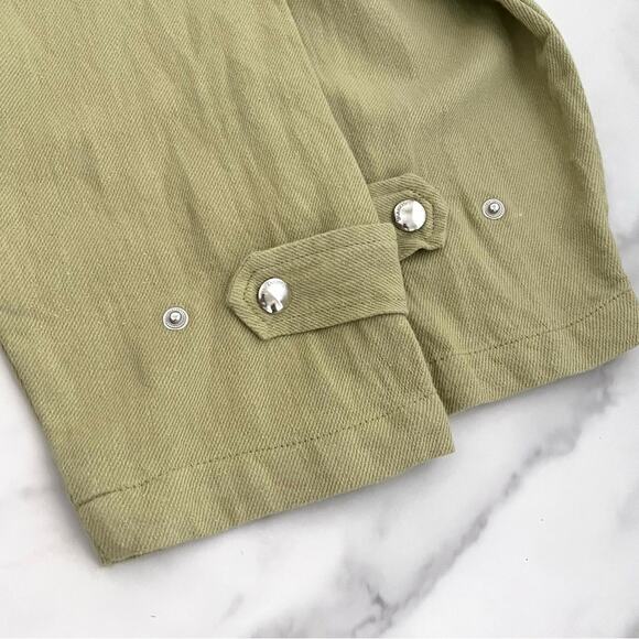 Blank NYC Utility jacket linen blend sage green Sz Medium baggy Y2K coastal - Picture 7 of 10